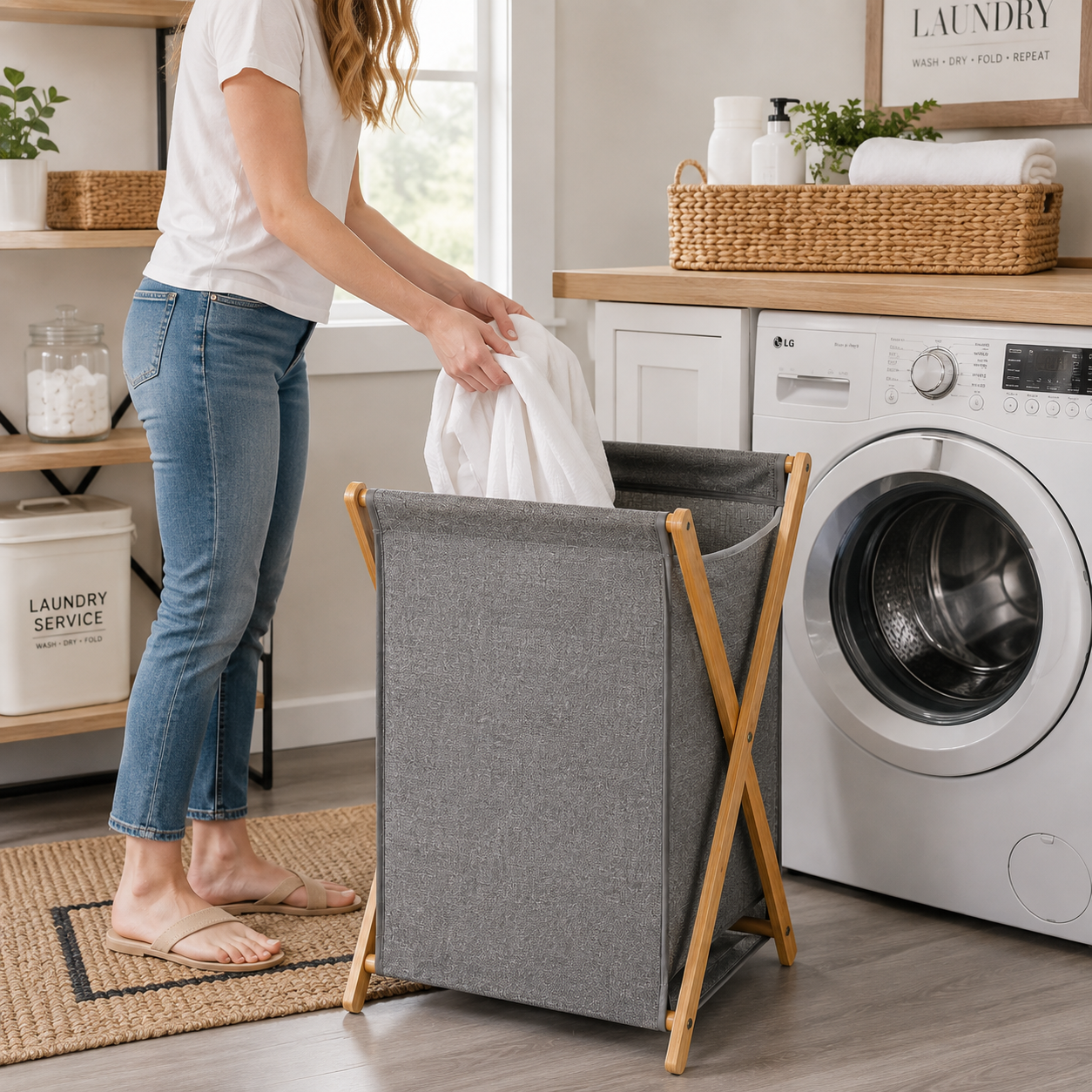 Wooden Laundry Basket