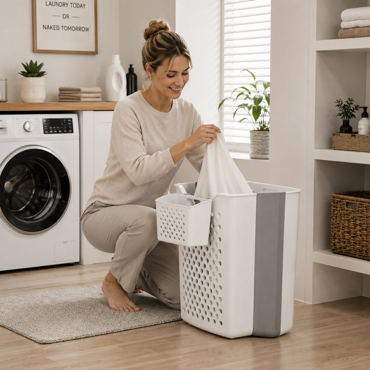 Laundry Storage Basket with Inner Organizer