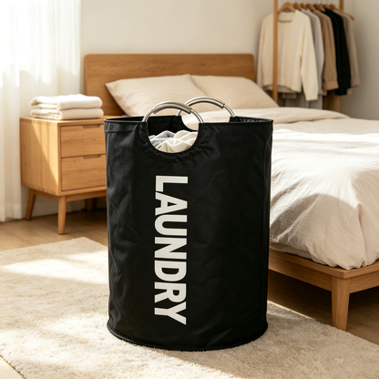 Round Laundry Basket with Aluminum Handles