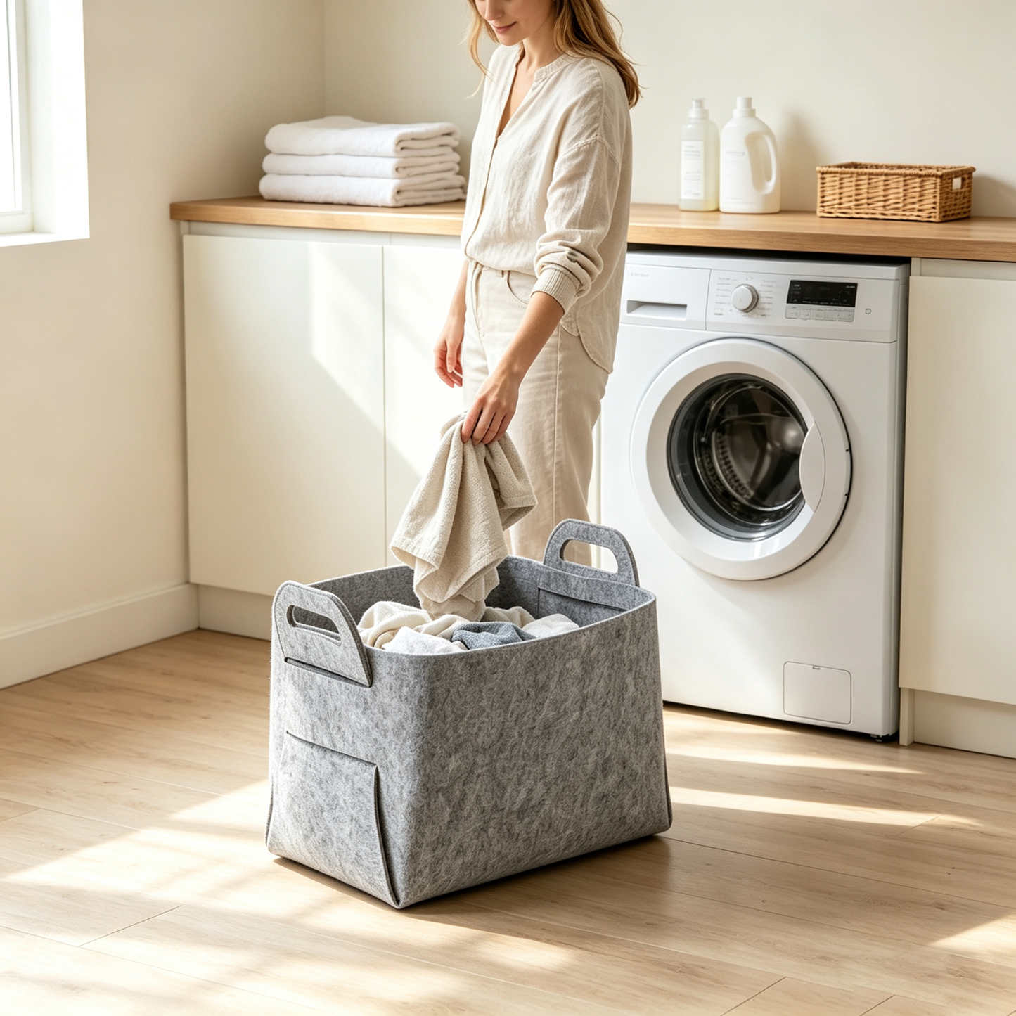 Foldable Felt Laundry Basket