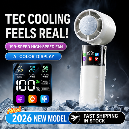 ❄️ Smart Portable Cooling Fan with Full-Color Screen