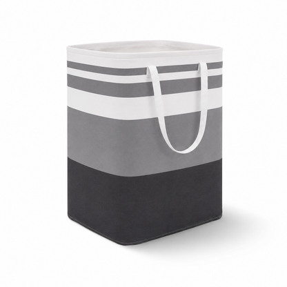Black & Gray Striped Laundry Basket
