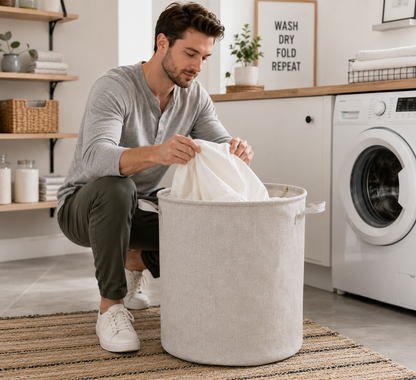 Thick Linen Fabric Laundry Basket