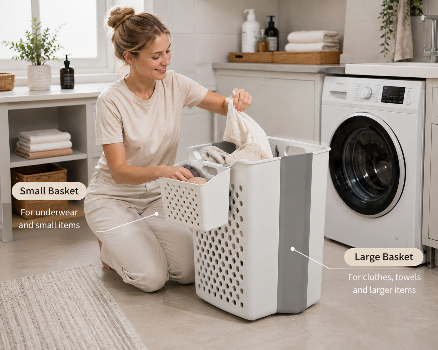Laundry Storage Basket with Inner Organizer