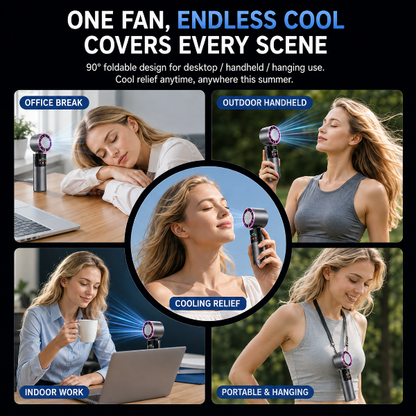❄️ Smart Portable Cooling Fan with Full-Color Screen