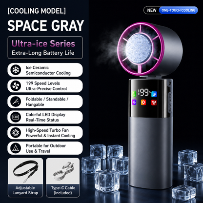 ❄️ Smart Portable Cooling Fan with Full-Color Screen