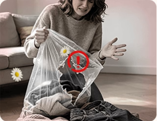 Fragile bags that tear easily